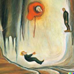 the discovery of gravity, painting by Edvard Munch generated by DALL·E 2